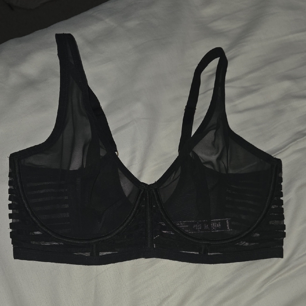 Victoria's Secret Luxe Lingerie Unlined Mesh Full Coverage Plunge Bra Corset - Picture 2 of 8